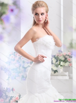 2015 Brand New Strapless Wedding Dress with Mermaid