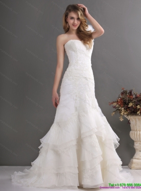 2015 Classical One Shoulder Wedding Dress with Lace