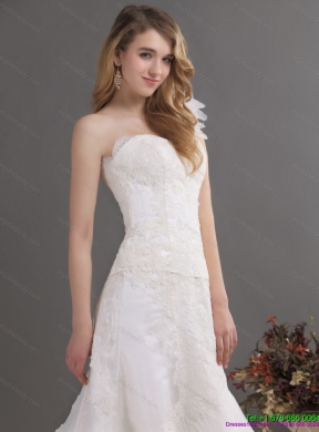 2015 Classical One Shoulder Wedding Dress with Lace