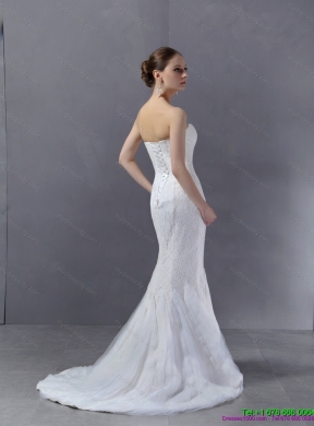 2015 Classical Sweetheart Mermaid Wedding Dress with Lace