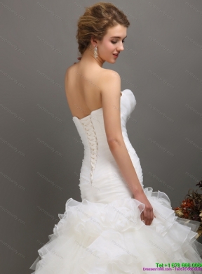 2015 Classical Sweetheart  Wedding Dress with Ruching and Ruffles