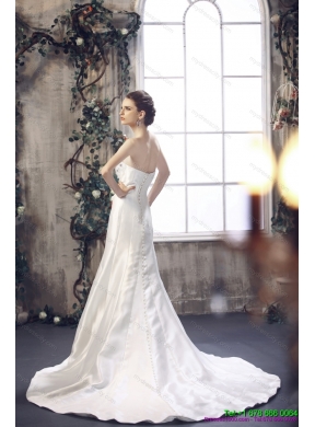 2015 Exquisite Mermaid Strapless Wedding Dress with Ruching and Beading