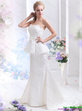 2015 Feminine Sweetheart Wedding Dress with Lace and Bowknot