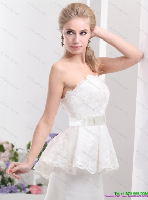 2015 Feminine Sweetheart Wedding Dress with Lace and Bowknot