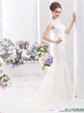 2015 Flirting High Neck Wedding Dress with Mermaid