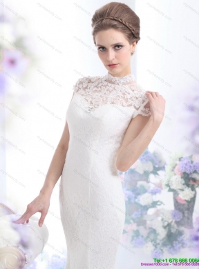 2015 Flirting High Neck Wedding Dress with Mermaid