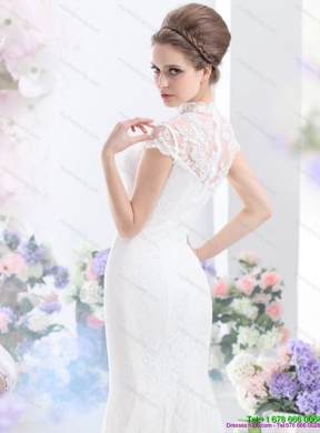 2015 Flirting High Neck Wedding Dress with Mermaid