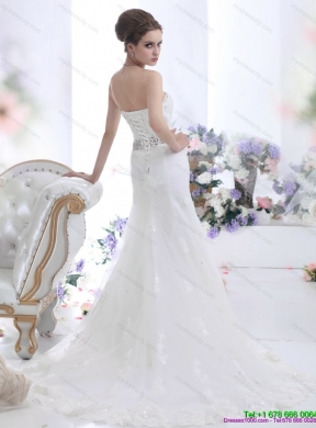 2015 Modest Sweetheart Paillette Wedding Dress with Floor Length