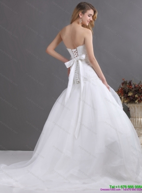 2015 Sophisticated Sweetheart Wedding Dress with Brush Train