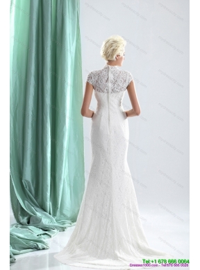 2015 Wonderful High Neck Wedding Dresses with Lace