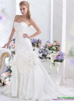 2015 Wonderful Sweetheart Mermaid Wedding Dress with Ruching