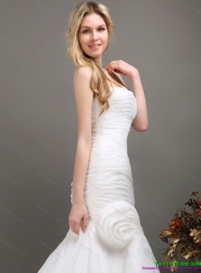 Decent Sweetheart Ruching Mermaid Wedding Dress with Brush Train for 2015