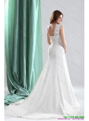 Pretty 2015 V Neck Wedding Dresses with Beading and and Ruching