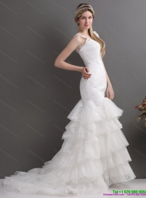 Wonderful Mermaid Wedding Dress with Lace and Ruffles for 2015