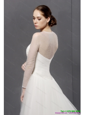 2015 Maternity Strapless A Line Wedding Dress with Lace and Ruching