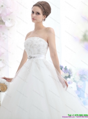 2015 Maternity Beading Wedding Dress with Brush Train