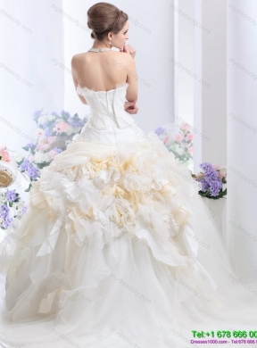 2015 Maternity Strapless Wedding Dress with Hand Made Flowers