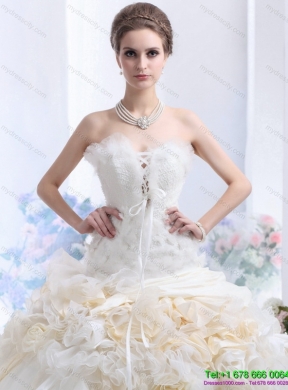 2015 Maternity Strapless Wedding Dress with Hand Made Flowers