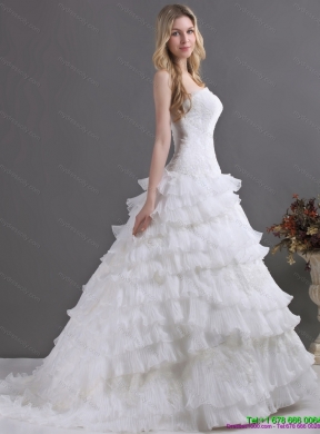 2015 Maternity Sweetheart Wedding Dress with Lace and Ruffles