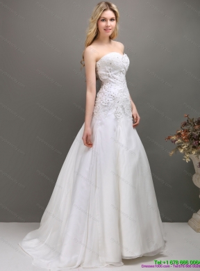 Maternity 2015 Sweetheart A Line Wedding Dress with Appliques and Beading