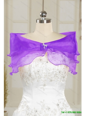 Detachable 2015 Beautiful Purple Strapless Prom Skirts with Embroidery and Ruffles