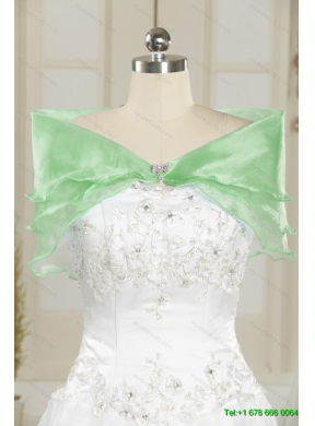 Detachable 2015 New Style Spring Green Strapless Prom Skirts with Beading and Ruffles