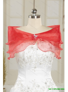 Detachable 2015 Strapless Appliques and Pick Ups Prom Skirts in Coral Red