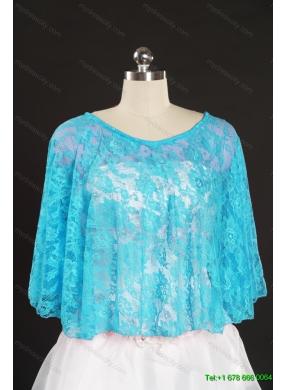 2014 Blue Beading Lace Hot Sale Wraps for Wedding Party