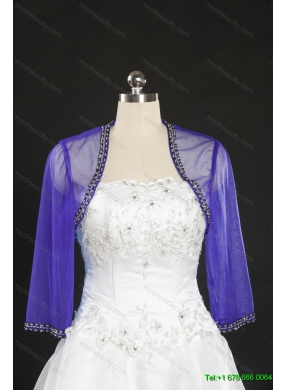 2014 Discount Royal Blue Long Sleeves Wraps with Beading