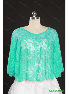 2014 Turquoise Lace Hot Sale Wraps with Beading