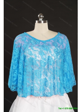 Beading Lace Hot Sale Aqua Blue Wraps for 2014