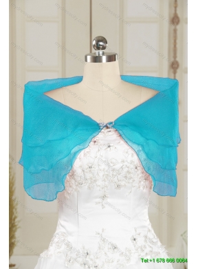 2014 Cheap Turquoise Open Front Shawls with Beading