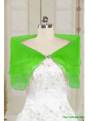 2014 Organza Beading Shawls in Yellow Green