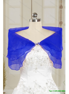 2014 Simple New Style Blue Shawls with Beading