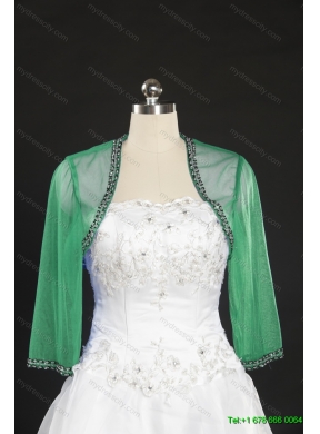 2014 Spring Long Sleeves Green Wraps with Beading