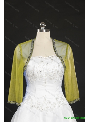 Discount Beading Long Sleeves Olive Green Wraps for 2014