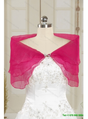 2014 Hot Pink Beading Shawls for Wedding Party