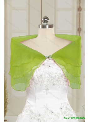 2014 New Style Beading Organza Shawls in Spring Green