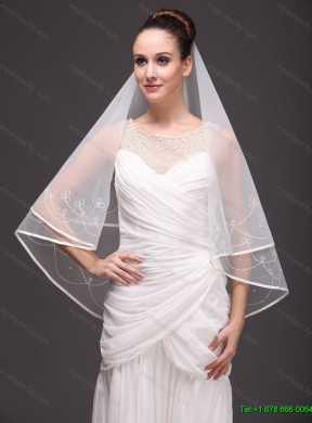 One-tier Organza With Embroidery Bridal Veil On Sale