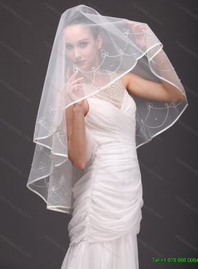 One-tier Organza With Embroidery Bridal Veil On Sale