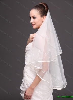 One-tier Organza With Embroidery Bridal Veil On Sale