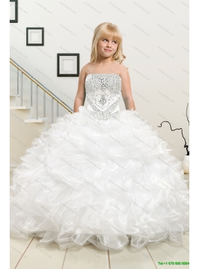 2015 Ruffles and Beading White Sweet 16 Dresses and Red Short Dama Dresses and Ruffles White Little Girl Dress