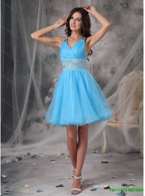 Ruffles and Beading White Quinceanera Dress and Baby Blue V Neck Dama Dresses and White Pageant Dresses for Little Girls