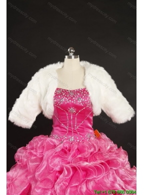 Ball Gown Beading and Ruffles 2015 Princesita Dress in Rose Pink and Black