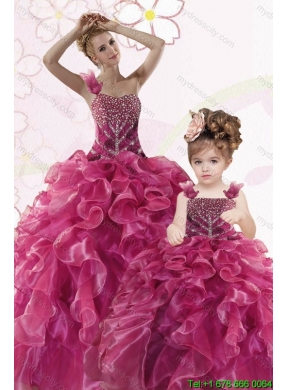 Modest Beading and Ruffles Fuchsia Princesita Dress for 2015