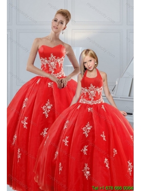 Most Popular Red Puffy Princesita Dresses with Appliques