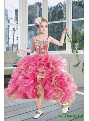 Perfect Beading and Ruffles Quinceanera Dress and Beading Yellow One Shoulder Dama Dresses and Multi Color Ball Gown Pageant Dresses for Little Girl