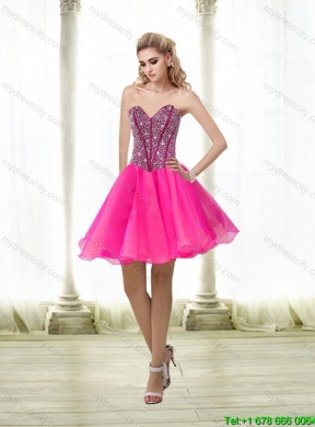 2015 Detachable A Line Hot Pink Prom Skirts with Beading
