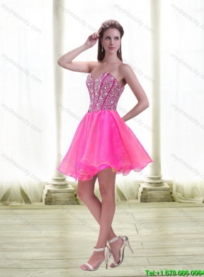 Detachable 2015 A Line Mini Length Hot Pink Prom Skirts with Beading
