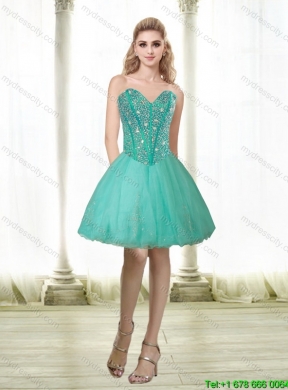 Detachable 2015 Beading and Appliques Sweetheart Prom Skirts in Turquoise